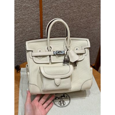 Limited Edition Nata Swift and Toile Canvas Cargo Birkin 25 Palladium Hardware