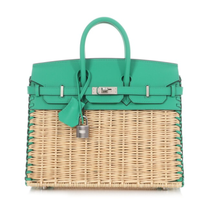 Naturel Wicker and Menthe Swift Picnic Birkin 25 Palladium