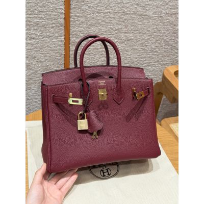 Rouge H Togo Birkin 25 Gold Hardware
