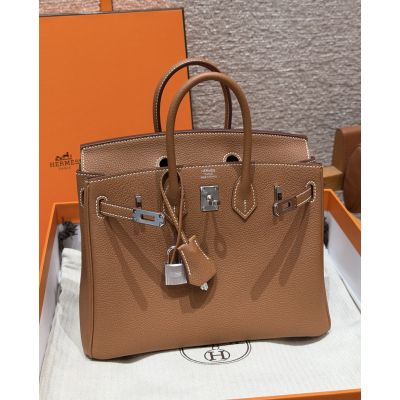 Gold Togo Birkin 25 Palladium Hardware