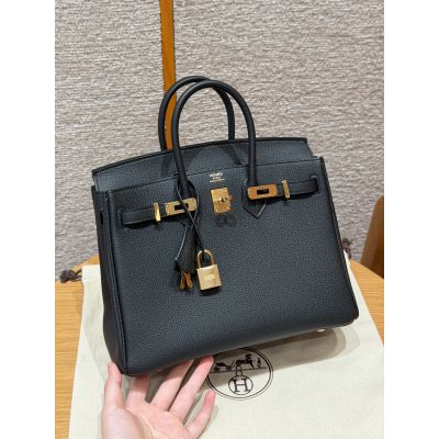 Black Togo Birkin 25 Gold Hardware