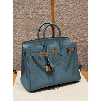 Blue Jean Togo Birkin 25 Gold Hardware