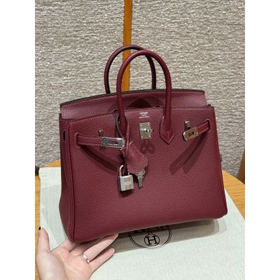 Rouge H Togo Birkin 25 Palladium Hardware