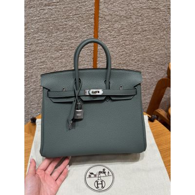 Vert Amanda Togo Birkin 25 Palladium Hardware