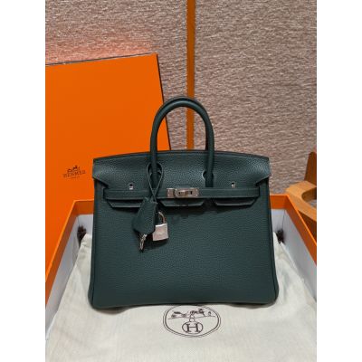 Vert Titien Togo Birkin 25 Palladium Hardware