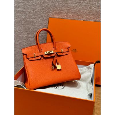 Orange Togo Birkin 25 Gold Hardware