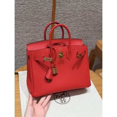 Rouge Radieux Togo Birkin 25 Gold Hardware