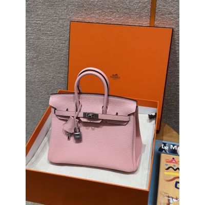 Rose Sakura Togo Birkin 25 Palladium Hardware