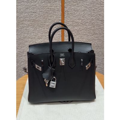 Black Swift Birkin 25 Palladium Hardware