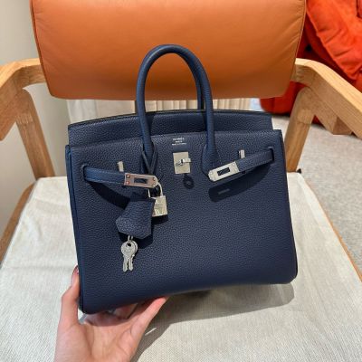 Blue Saphir Togo Birkin 25 Palladium Hardware