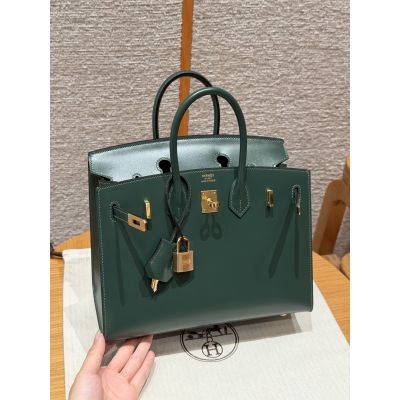 Vert Fonce Box Birkin 25 Gold Hardware