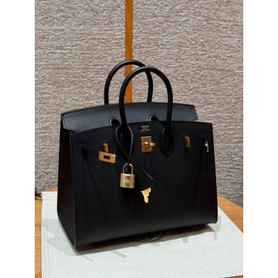 Black Epsom Birkin 25 Gold Hardware