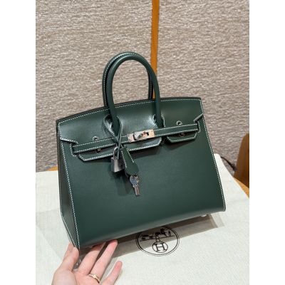 Vert Fonce Box Birkin 25 Palladium Hardware