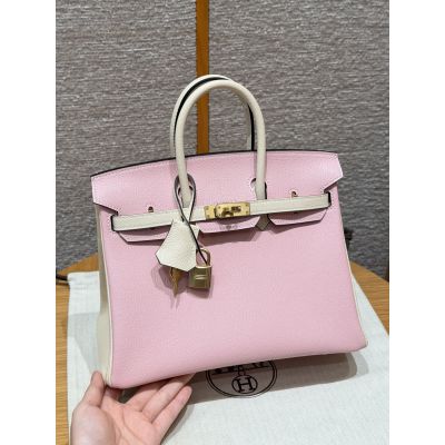 Rose Sakura Nata Chevre Birkin 25 Gold Hardware