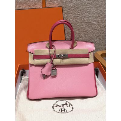 Pink Rose Tyrien Chevre Birkin 25 Palladium Hardware