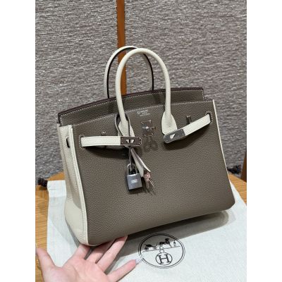Etoupe Craie Togo Birkin 25 Palladium Hardware