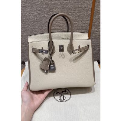 Craie Gris Tourterlle Togo Birkin 25 Palladium Hardware