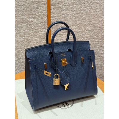 Blue Saphir Epsom Birkin 25 Gold Hardware
