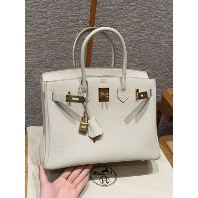 Craie Togo Birkin 30 Gold Hardware