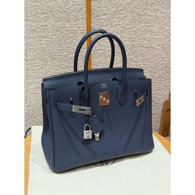 Blue Saphir Togo Birkin 30 Palladium Hardware