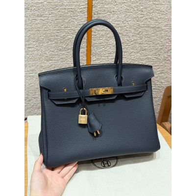Blue Nuit Togo Birkin 30 Gold Hardware 