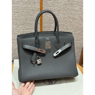 Graphite Togo Birkin 30 Palladium Hardware 