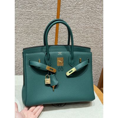 Malachite Togo Birkin 30 Gold Hardware 