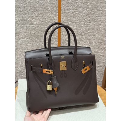 Chocolate Swift Birkin 30 Gold Hardware 