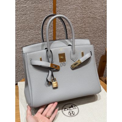 Blue Gracier Togo Birkin 30 Gold Hardware 