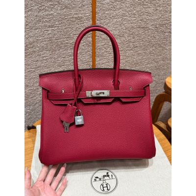 Rouge Grenat Togo Birkin 30 Palladium Hardware 
