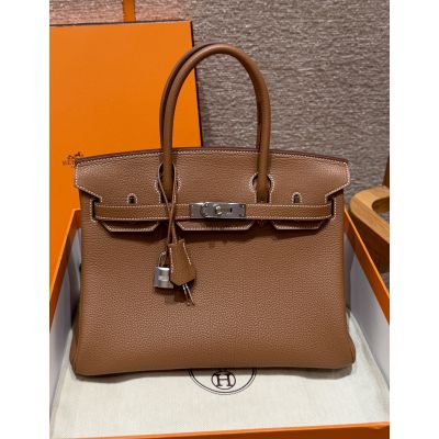 Gold Togo Birkin 30 Palladium Hardware 