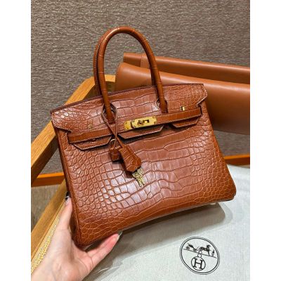 Gold Niloticus Matte Crocodile  Birkin 30 Gold Hardware