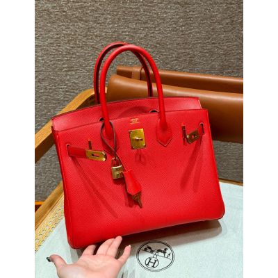 Rouge De Coeur Epsom Birkin 30 Gold Hardware 