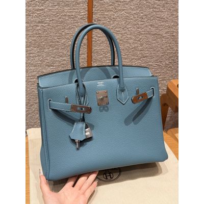 Blue Jean Togo Birkin 30 Palladium Hardware 