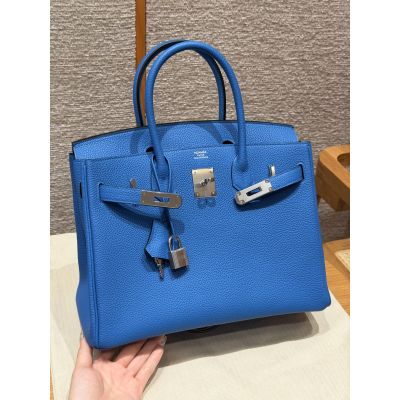 Blue Zalige Togo Birkin 30 Palladium Hardware 