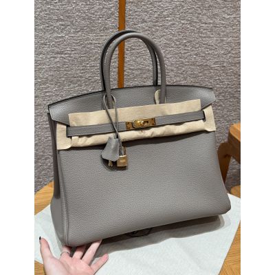 Gris Asphaite Togo Birkin 35 Gold Hardware