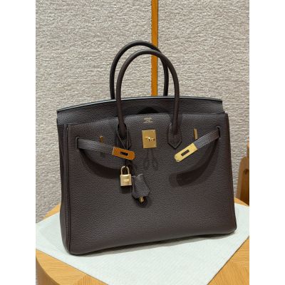 Chocolate Togo Birkin 35 Gold Hardware