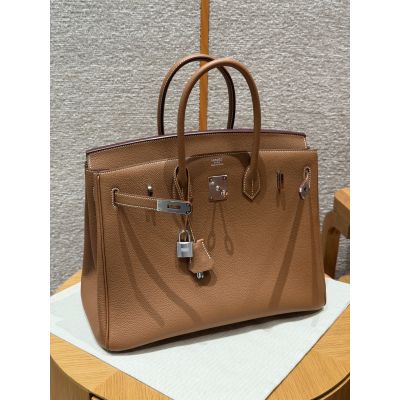 Gold Togo Birkin 35 Palladium Hardware
