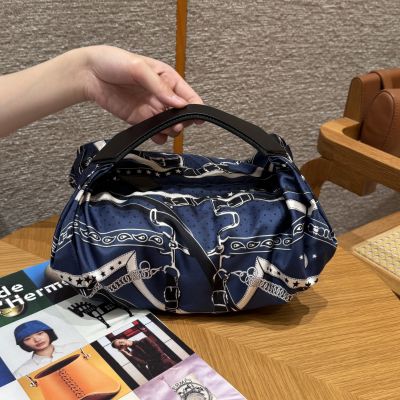 Silk and Calfskin Balusoie Bag