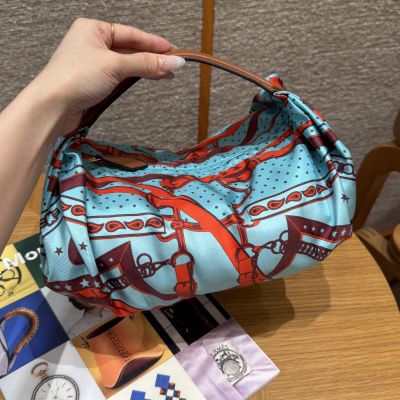 Silk and Calfskin Balusoie Bag