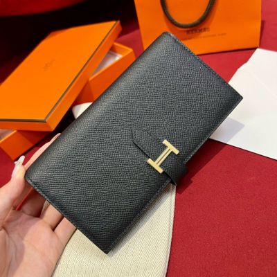 Black Epsom Long Wallet Gold Hardware