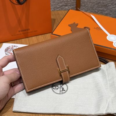 Gold Epsom Bearn Long Wallet Gold Hardware