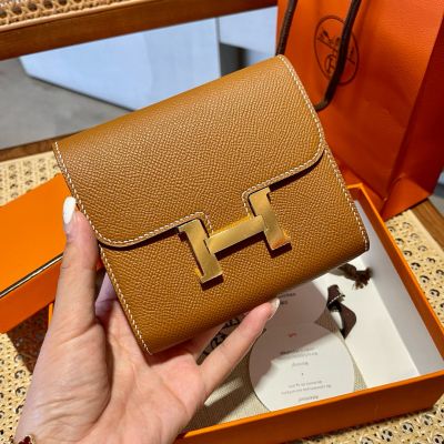 Gold Epsom Constance Short Wallet Gold Hardware