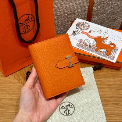Orange Epsom Bearn Compact wallet Gold /Palladium Hardware