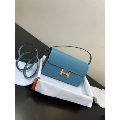 Blue Jean Epsom Constance-To-Go Wallet Gold  Hardware