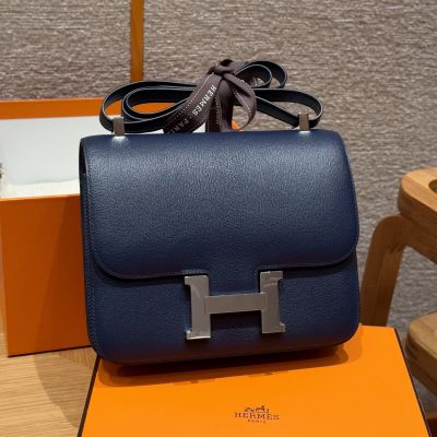 Bleu Saphir Chevre Constance 24 Palladium Hardware