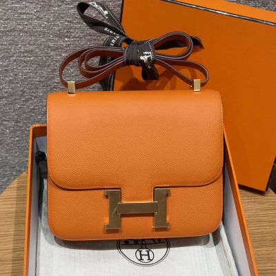 Orange Epsom Constance 24 Gold Hardware