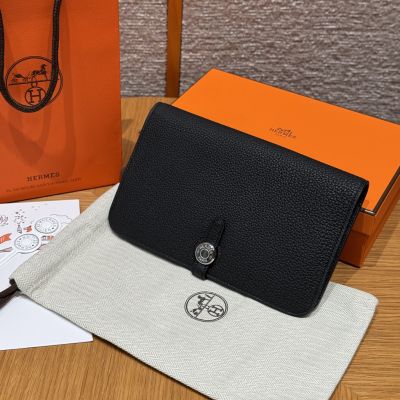 Black Togo Dogon Purse Wallet Palladium Hardware