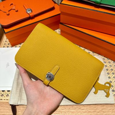 Jaune Ambre Togo Dogon Purse Wallet Palladium Hardware