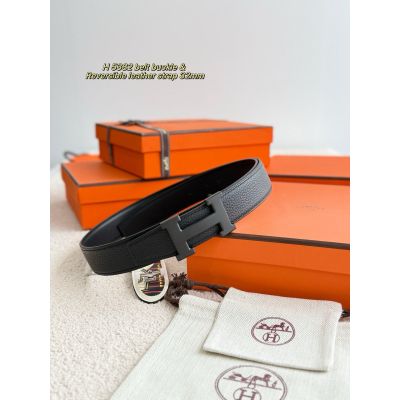 Constance Reversible Leather Belt 32mm Black Buckle